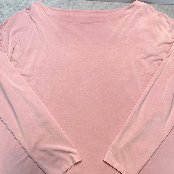 J. JILL Luxe Supima boatneck long sleeve pink relaxed fit drop shoulder top M - Picture 6 of 11